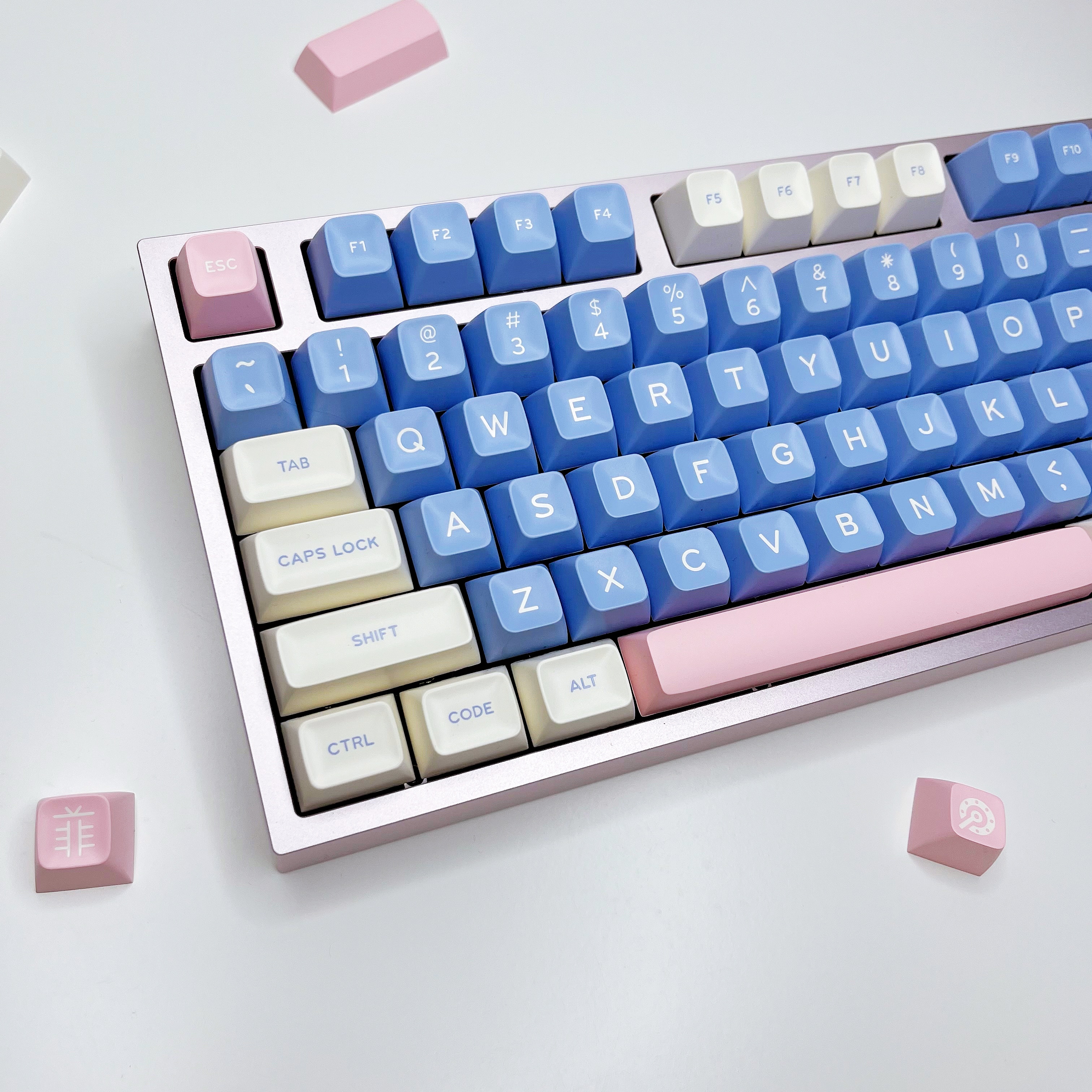 爱菲abs二色SA高度礼物gift粉色蓝色键帽172键大全套适配机械键盘