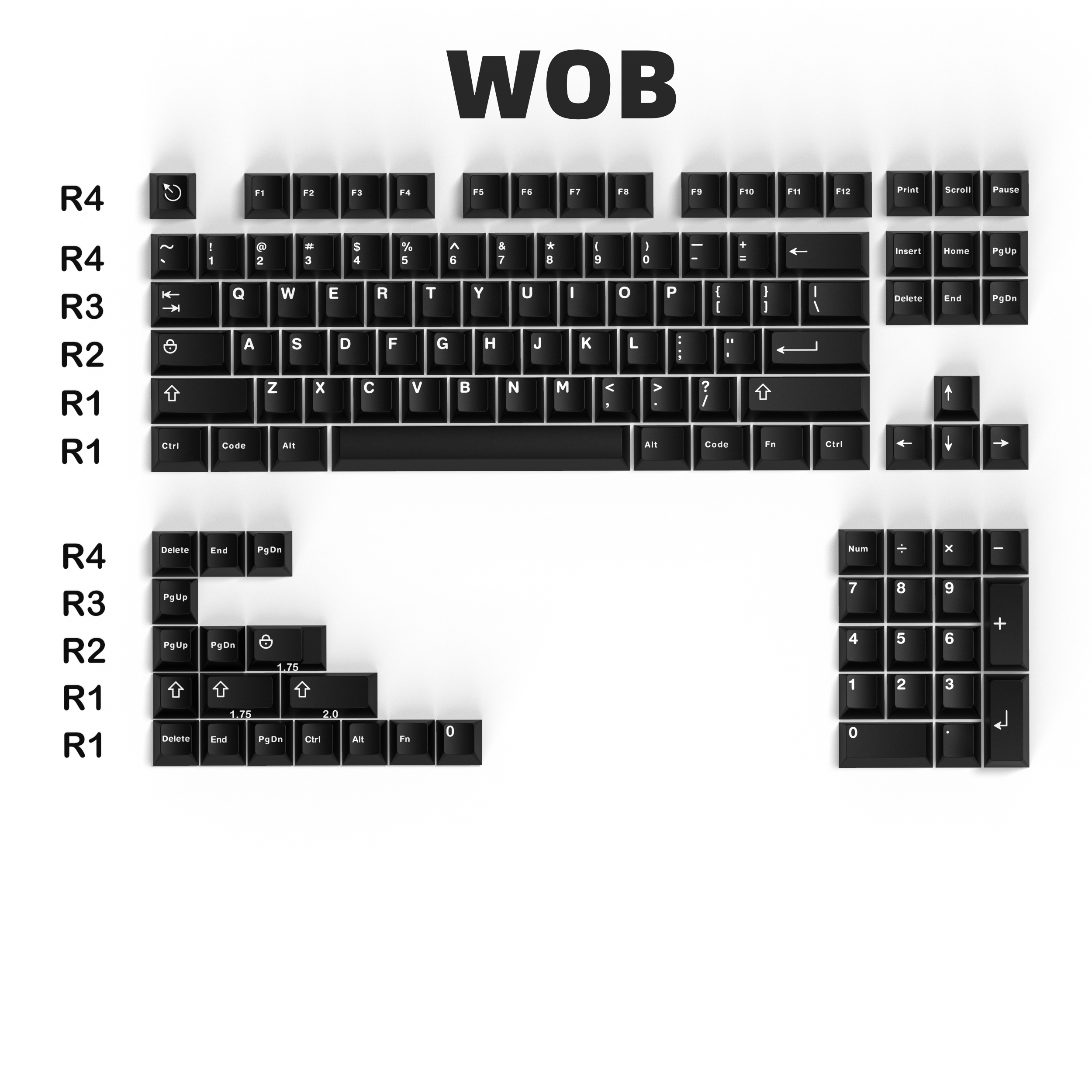 爱菲原厂ABS二色wob不透光键帽