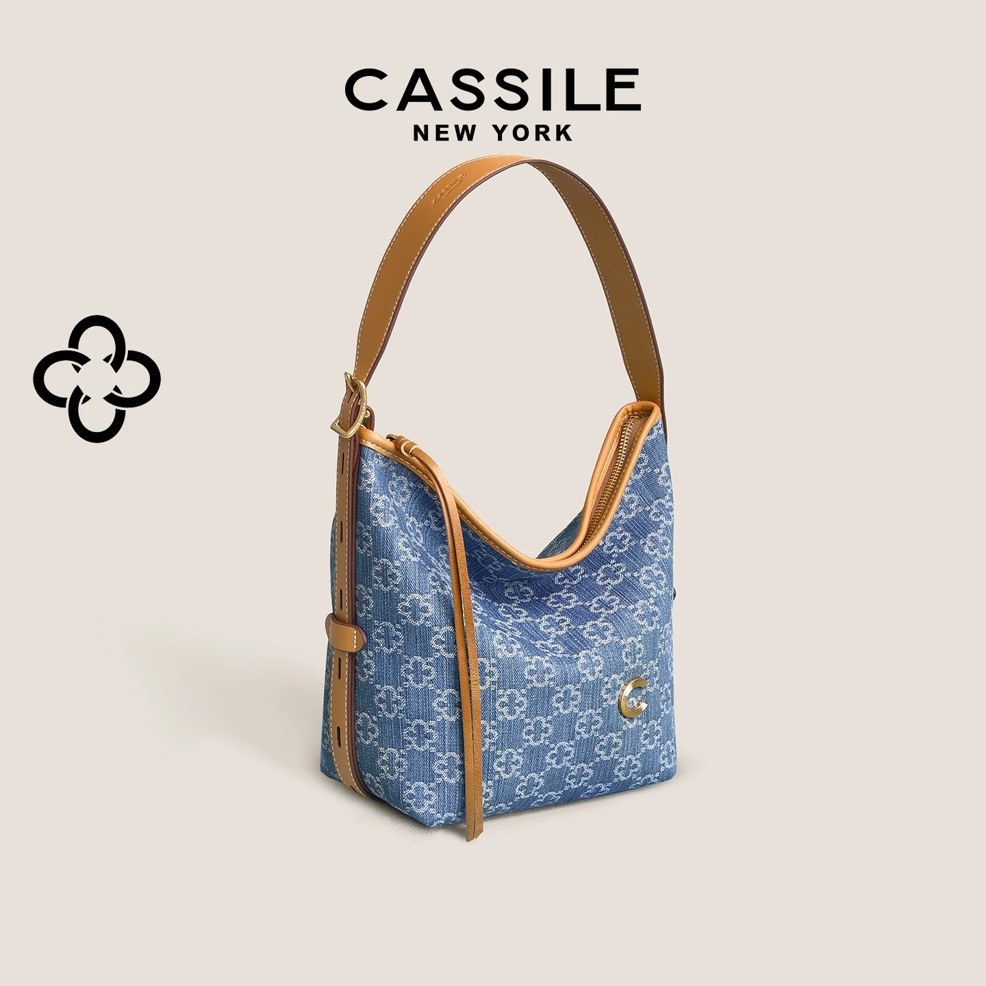 Denim shoulder bag, design one-shoulder bag, high-end
