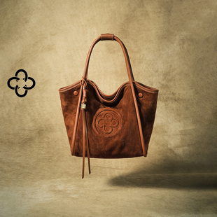 CASSILE卡思乐女包羊皮绒面手提小包菜篮包复古流苏单肩斜挎包XS