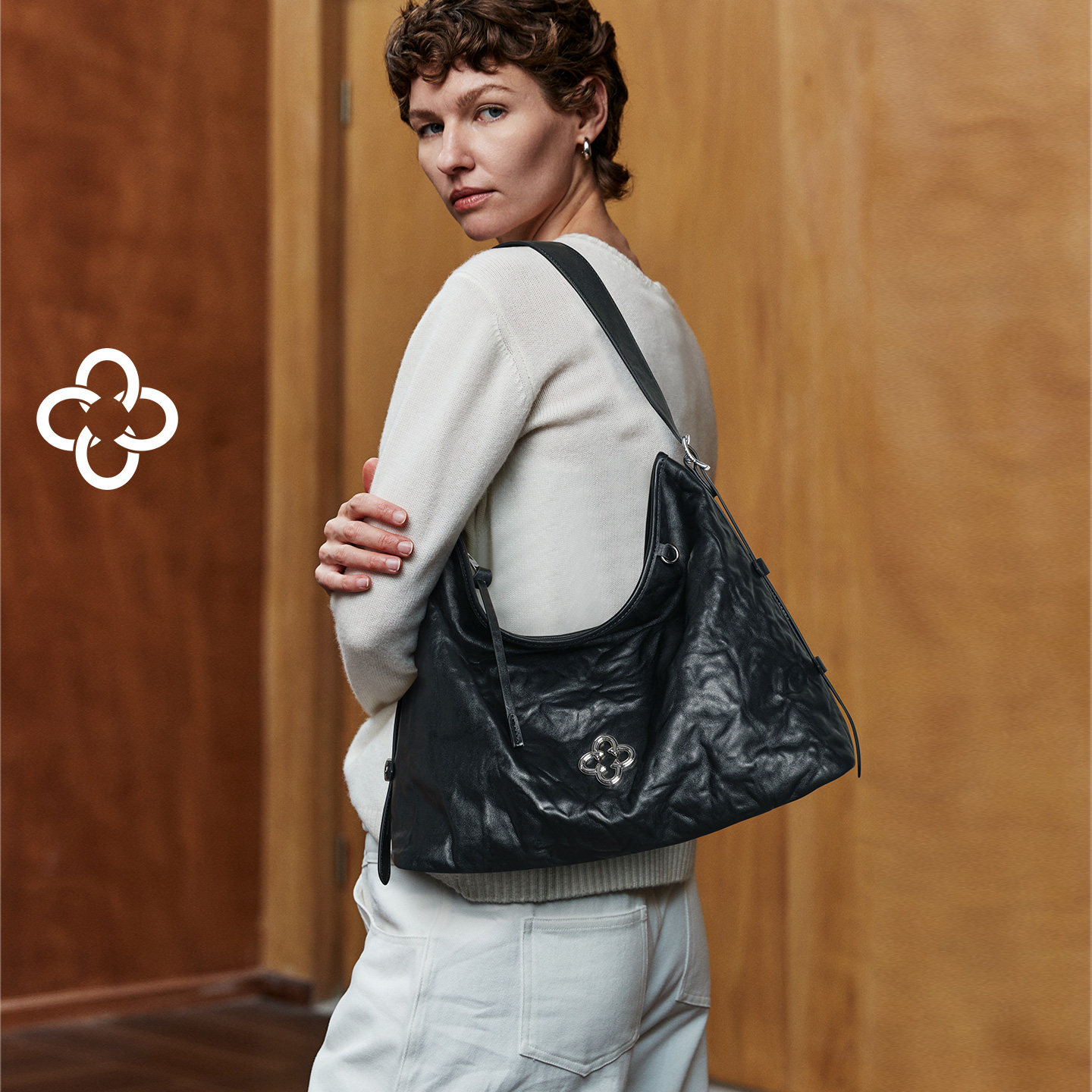 卡思乐男女同款大号松涛hobo包褶皱植鞣牛皮单肩斜挎大容量托特包