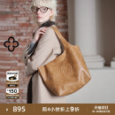明星同款 复古大容量植鞣牛皮单肩包 卡思乐马甲托特包女2025新款