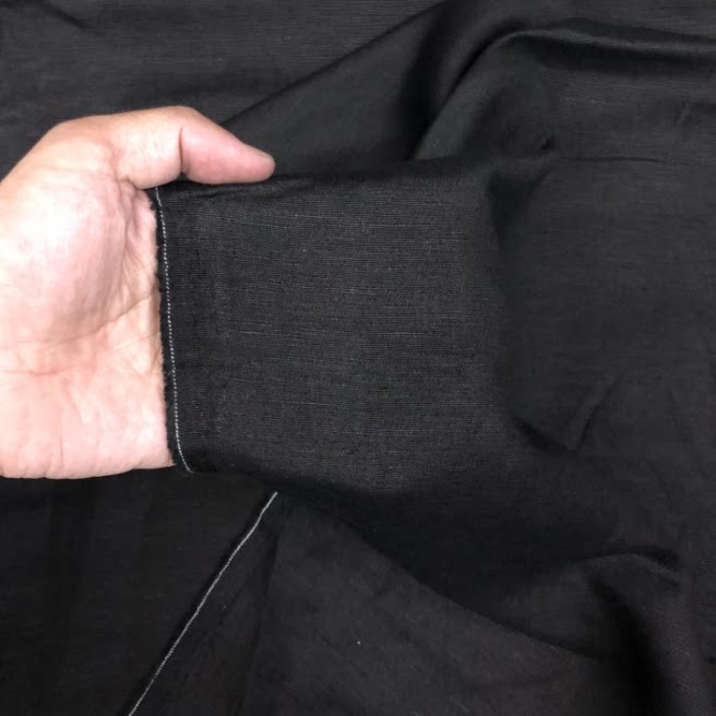 加厚加粗黑色天丝亚麻春秋裤子桌布手工背景布粗矿土布粗布直播