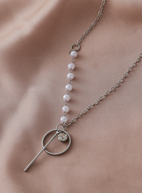 跨境合金高级感珍珠圆形挂饰项链