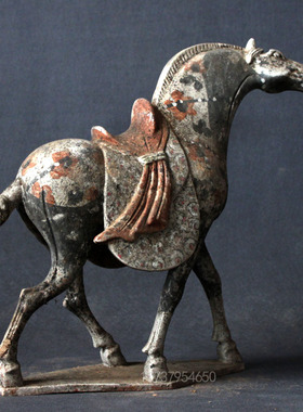 唐代手绘收藏老货中式风装饰陶马