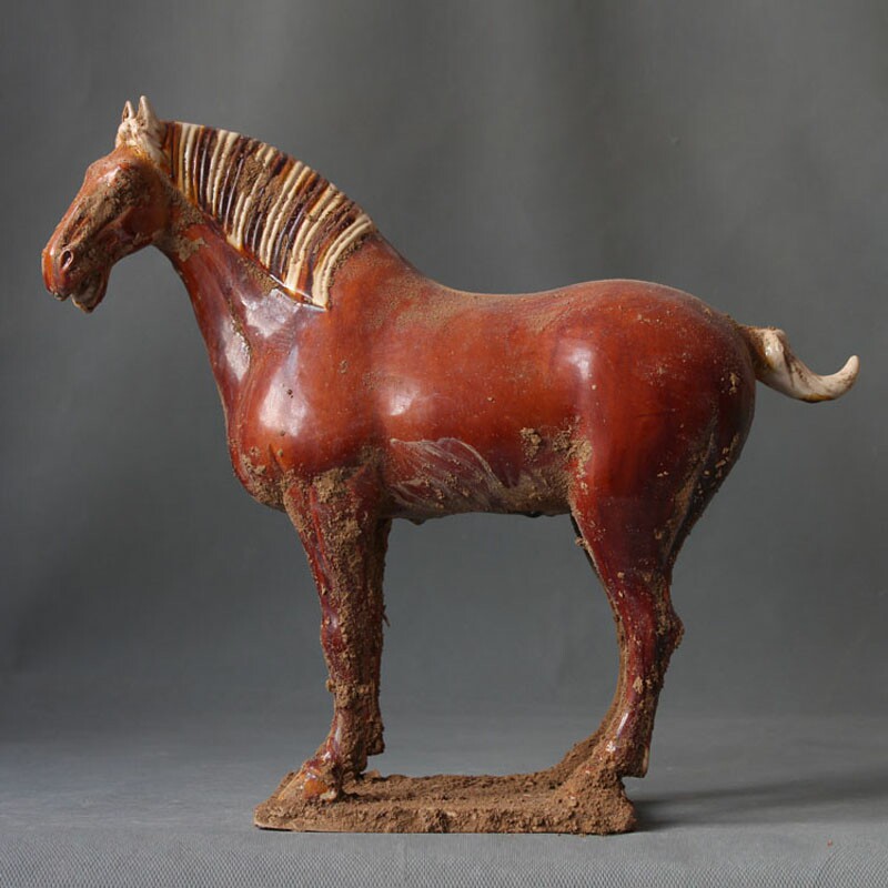 唐三彩仿古马陶瓷马摆件文物复古艺术品客厅装饰品博物馆出土做旧