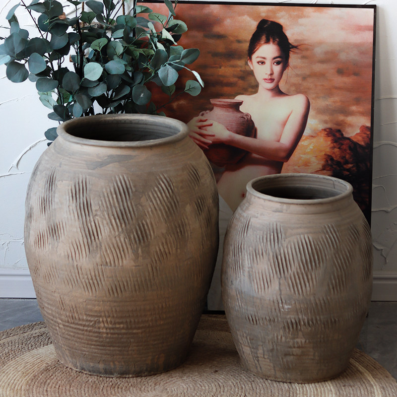 复古土陶瓮缸中号室内摆饰花园造景庭院仿古仛寂风老式民宿装饰缸
