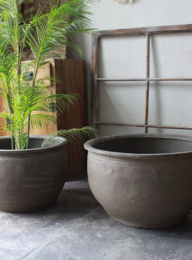 粗陶盆灰色临沂颜林土陶花盆