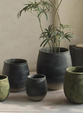 复古简约水泥花盆客厅室内特大号花盆盆龟背竹琴叶榕大型绿植种植