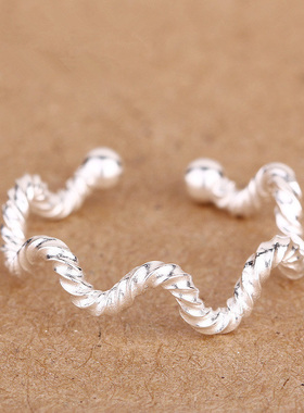 百搭磨砂波浪开口麻花纹理戒指