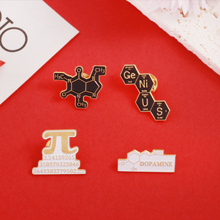 新款化学分子式创意造型饰品胸针数学圆周率“π”以及方程式装饰