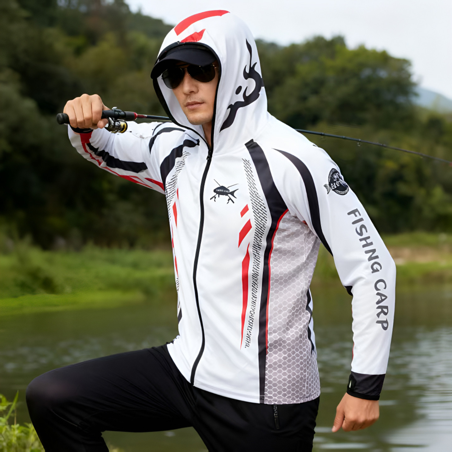 男士防蚊虫开衫长袖排汗垂钓服