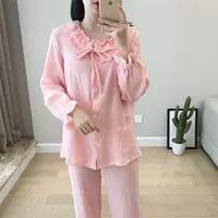 Bộ đồ ngủ dành cho bà mẹ mùa xuân và mùa hè 绉 dịch vụ mặc nhà bằng vải cotton cỡ lớn cho bé bú tháng - Giải trí mặc / Mum mặc đồ bộ sau sinh cao cấp