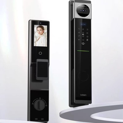 莱森P80全自动可视对讲前后双摄主动监控防盗门防水户外别墅门锁