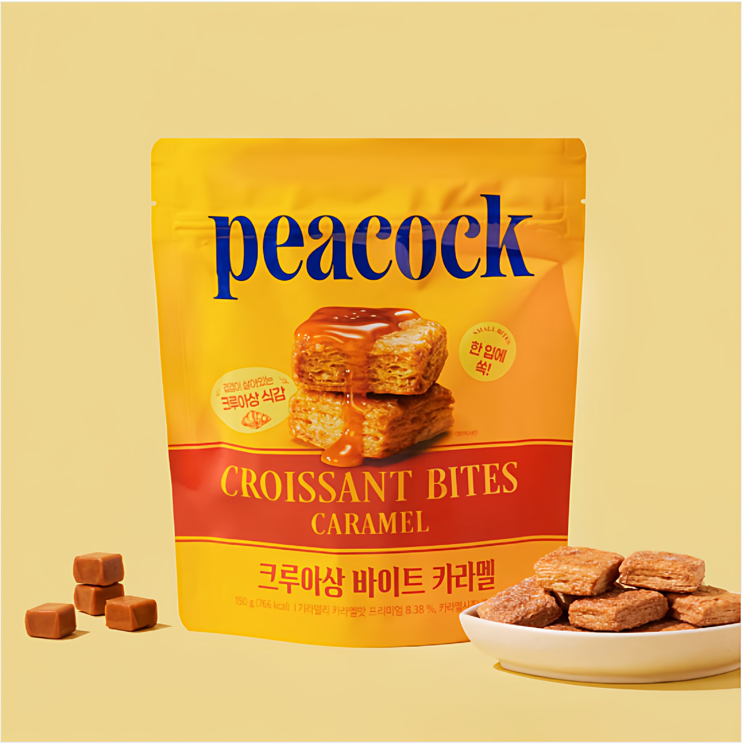 韩国直发peacock千层酥饼干香甜酥脆焦糖巧克力两种口味150g/袋