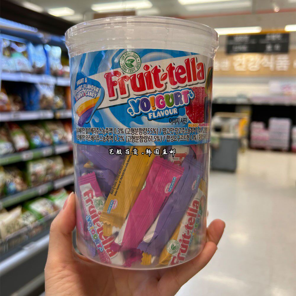 韩国直发Fruit-tella孚特拉酸奶果味软糖零食多种口味糖果超大桶