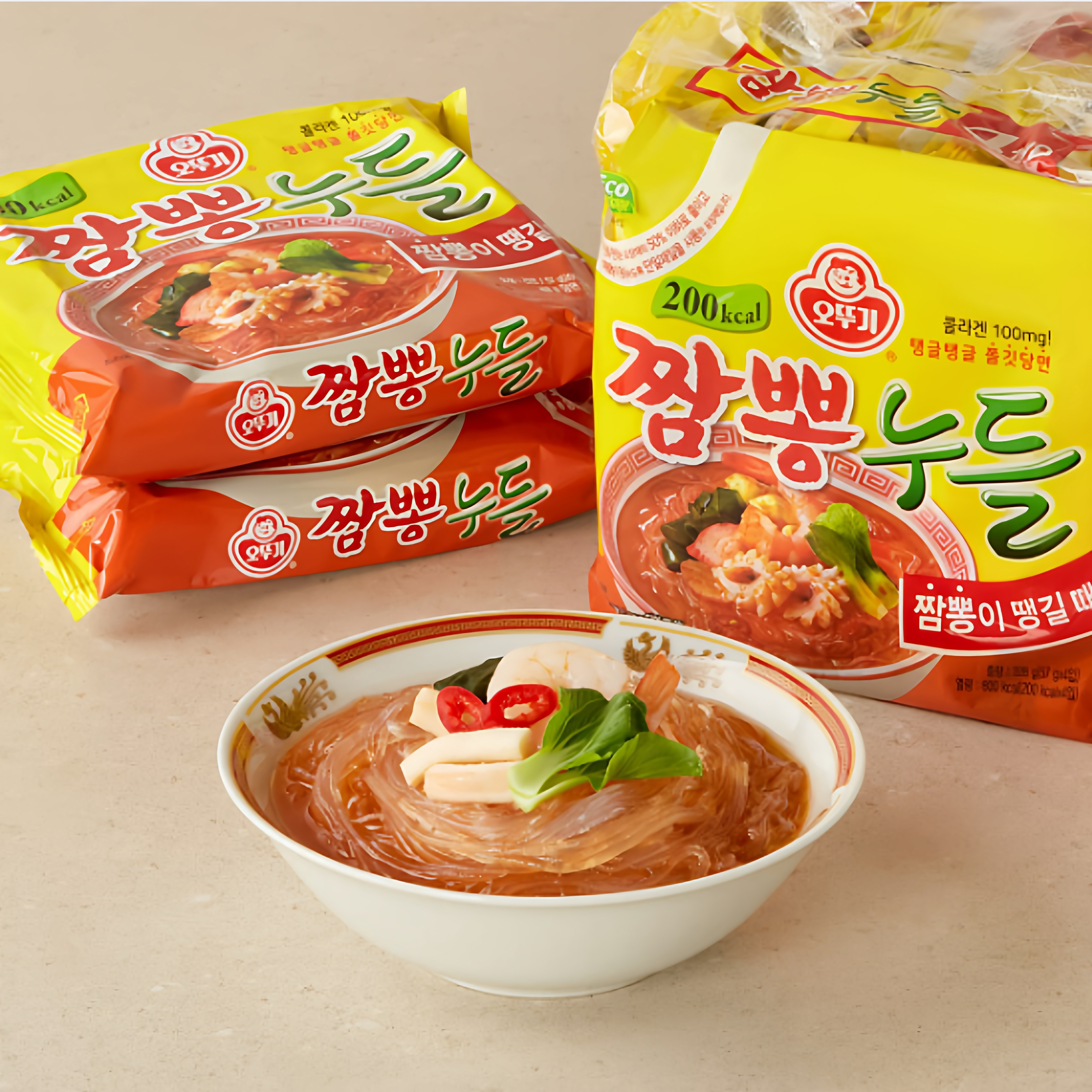 韩国直发不倒翁新品辣海鲜粉丝爽口低卡健康汤粉速食57g*4袋/包