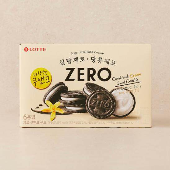 韩国直发乐天LOTTE低卡0糖香草奶油夹心巧克力曲奇饼干288g/盒