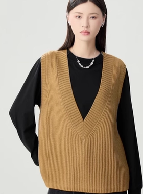 简约百搭减龄学院风套头针织马甲5399678