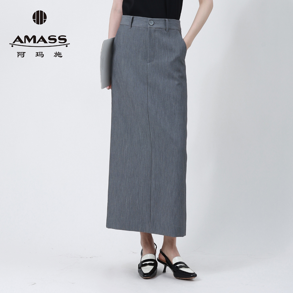 AMASS女装气质优雅简约长款直筒半身裙包西装裙子5296472