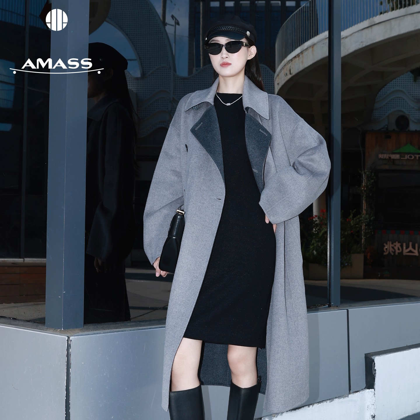 /AMASS 秋冬新款复古英伦风时尚气质大衣毛呢外套女540029