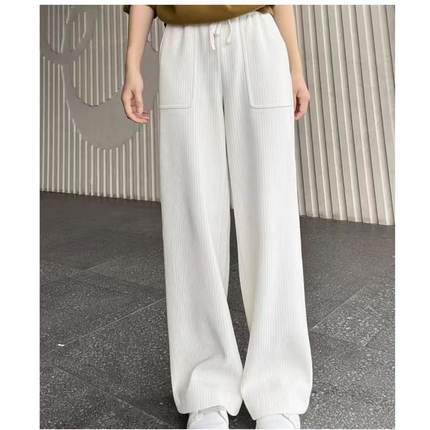 【商场同款】秋冬松紧腰暗格纹雪尼尔直筒休闲长裤5100386