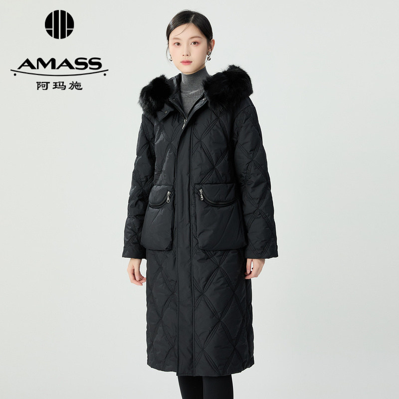 【商场同款】新款秋冬中长款笑脸连帽领绗缝棉服5400834