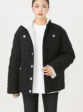 AMASS/新中式国潮风保暖黑色绗缝冬季女加厚休闲棉服540100