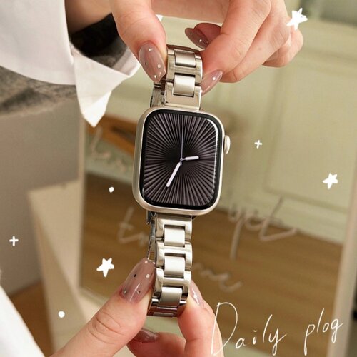 适用applewatch11表带苹果s987手表不锈钢工字金属iwatch10腕带SE