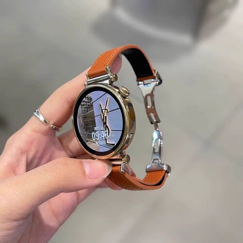 D字蝴蝶扣荔枝纹适用华为GT5表带新款真皮watch3/4pro手表腕带女