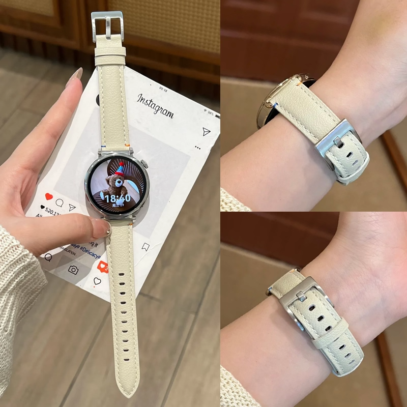 尖尾简约真皮适用华为watch5表带新款GT6pro高级感女gt5手表腕带