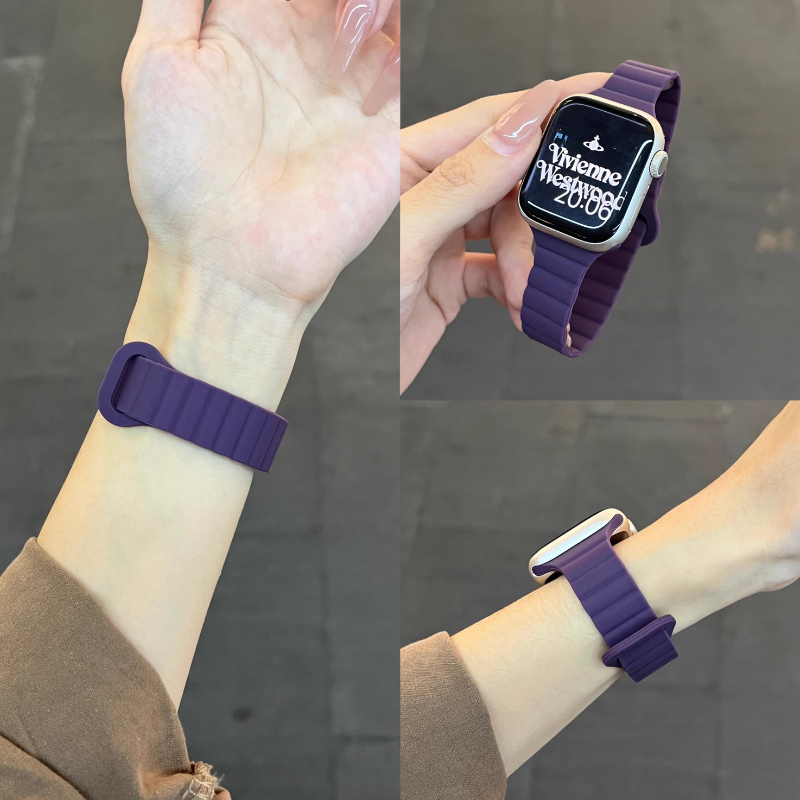 适用applewatch10表带苹果s87手表小蛮腰硅胶磁吸iwatch9女运动SE
