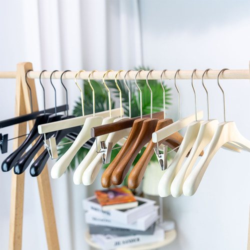 加厚加大胡桃色黑木衣架服装店用