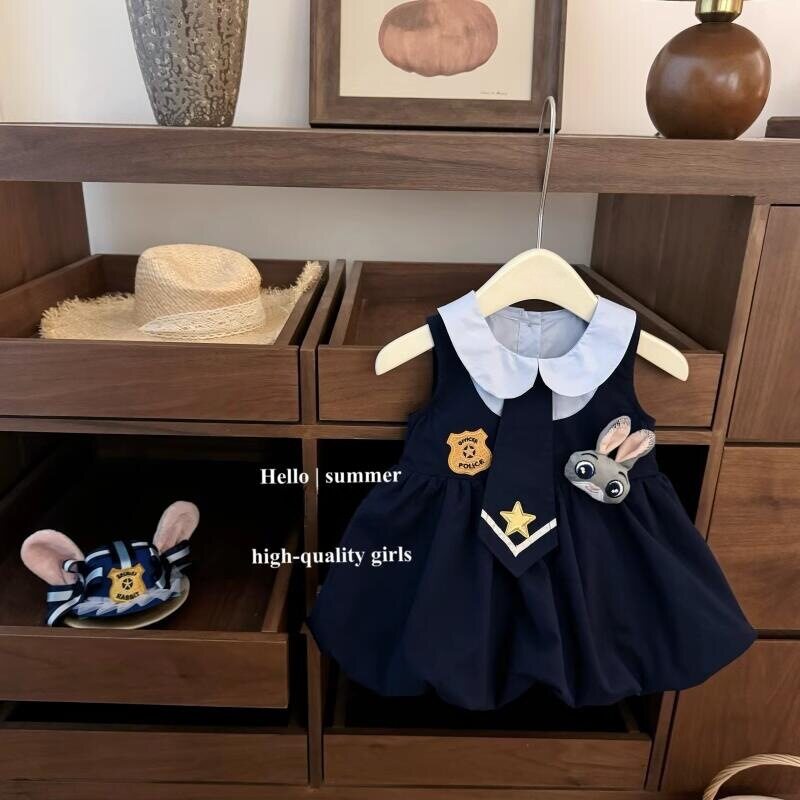 女童夏季兔子警官裙子连衣裙