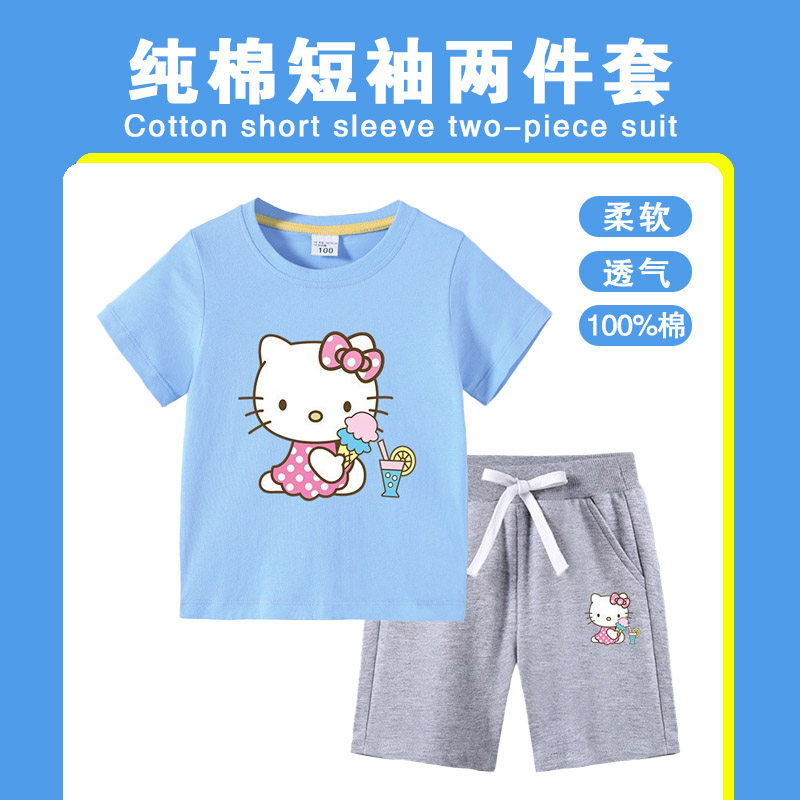2025夏装女童凯蒂猫短袖套装