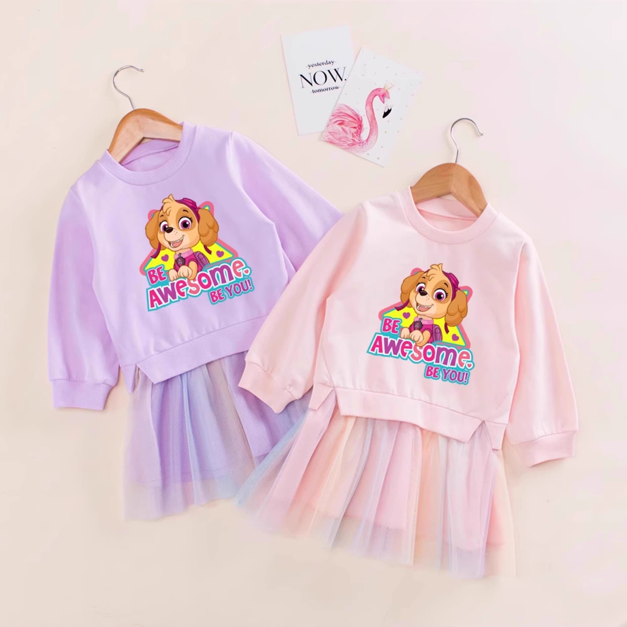 女童春秋连衣裙儿童汪汪队衣服洋气女宝宝卫衣裙女宝宝彩虹裙子潮