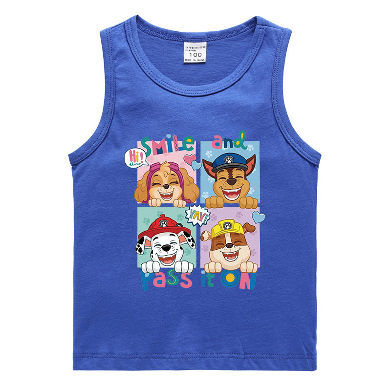 2023夏季儿童汪汪队纯棉背心韩版男女童小狗纯棉打底吸汗运动背心