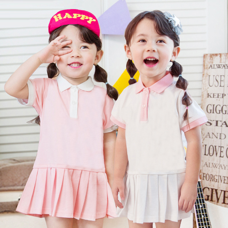 女童连衣裙2025夏装新款洋气儿童POLO领裙子女孩夏季定制图案裙子