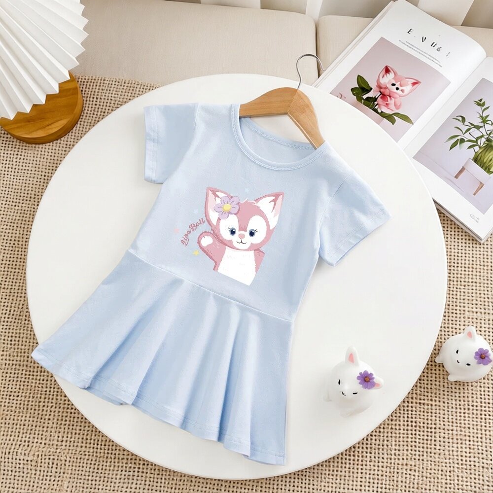 女童夏季玲娜贝儿裙子女宝宝短袖连衣裙2女宝宝可爱狐狸衣服T恤裙