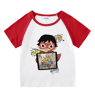 2023新款儿童卡通可爱夏装短袖T恤男女童插肩打底衫宝宝半袖上衣