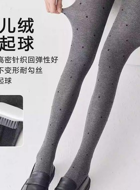 2025竖条纹打底裤灰色波点秋冬加厚女外穿婴儿绒压力显瘦腿连裤袜