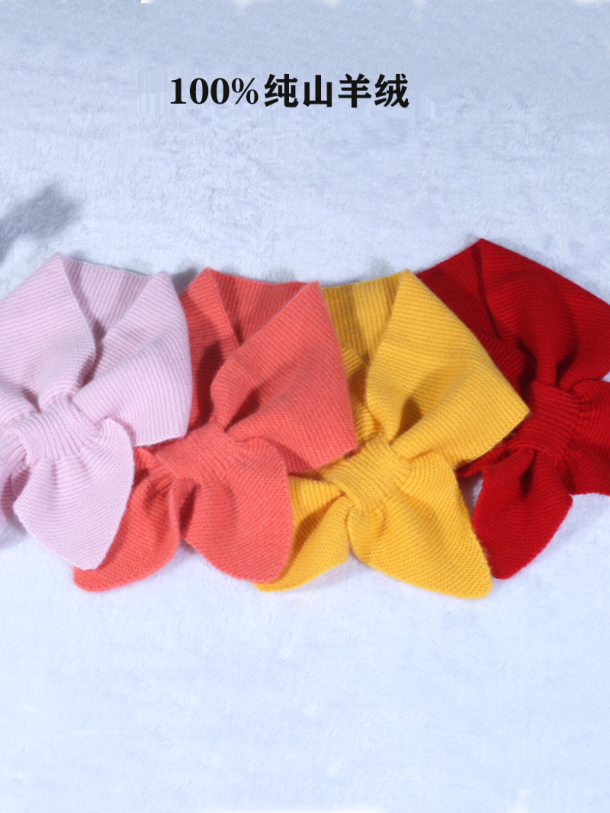 ORDOS CITY 100% 순수 캐시미어  소년 소녀 두꺼운 따뜻한 활 스카프 목 커버 가을 겨울