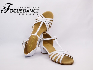 FocusDance香港焦点舞鞋2023新款少儿方跟拉丁舞鞋3.5cm比赛舞鞋