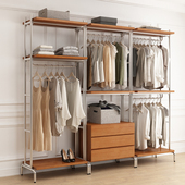 衣架落地卧室衣橱框架金属衣帽间置物 衣柜北欧铁艺步入式 开 放式