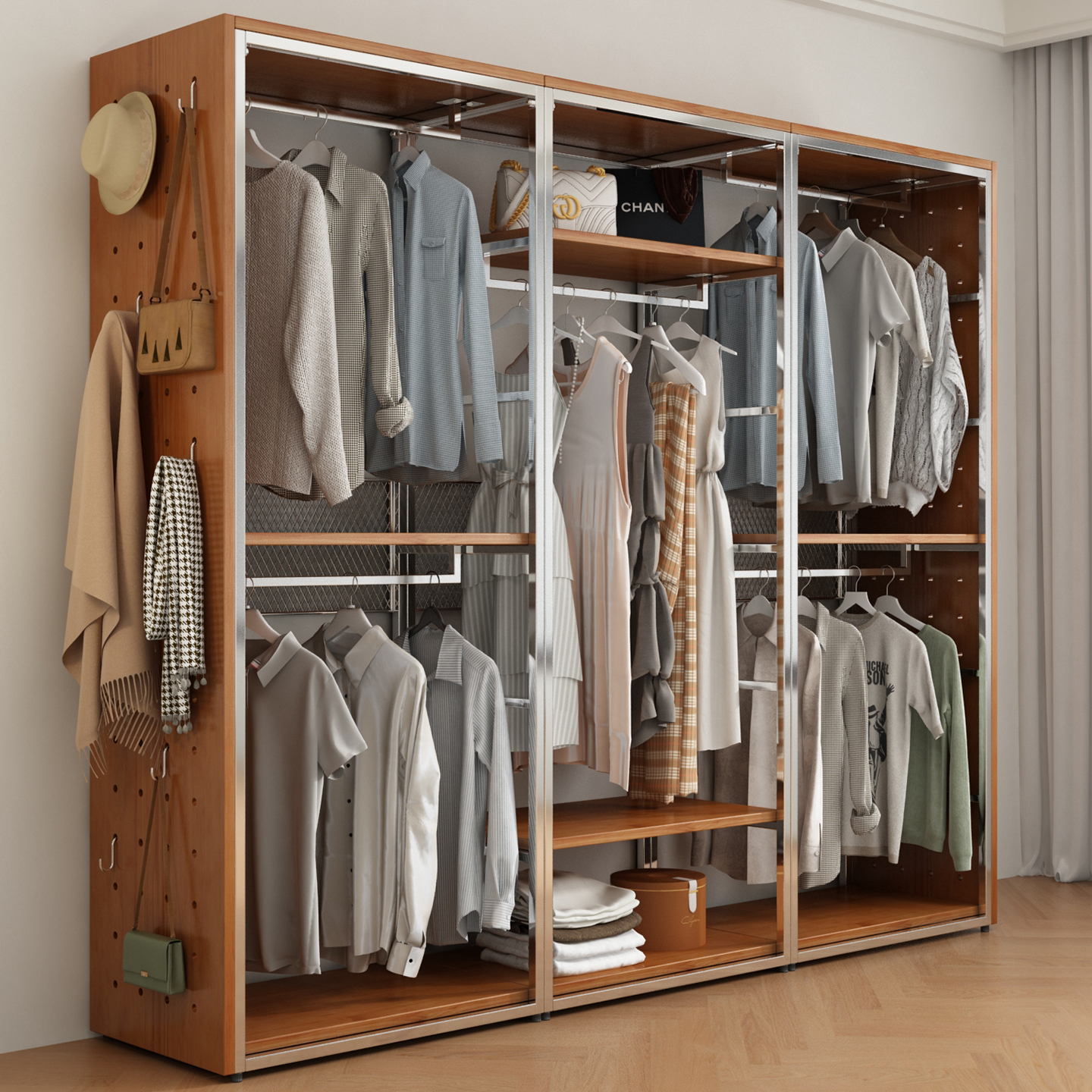 蓝顶家居简约洞洞板中古风衣柜