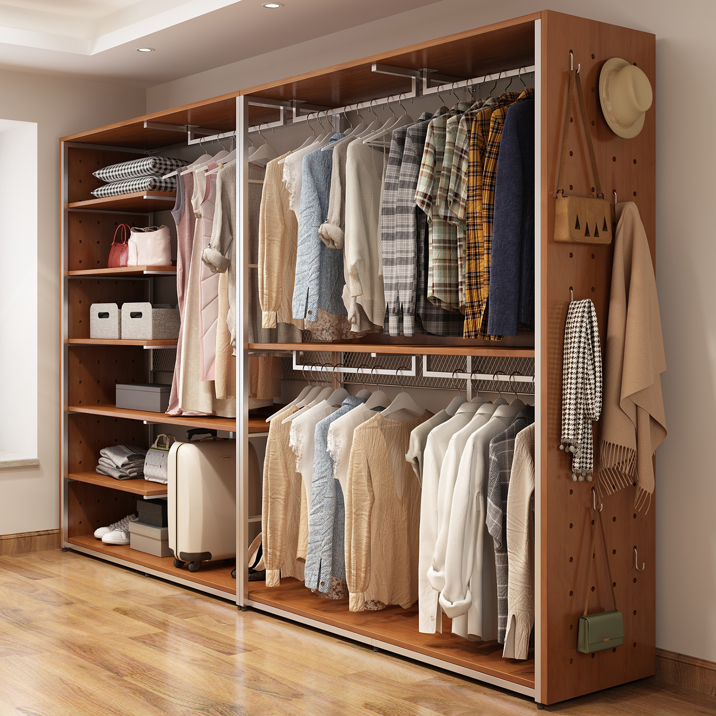 蓝顶家居家用卧室简约钢架衣柜