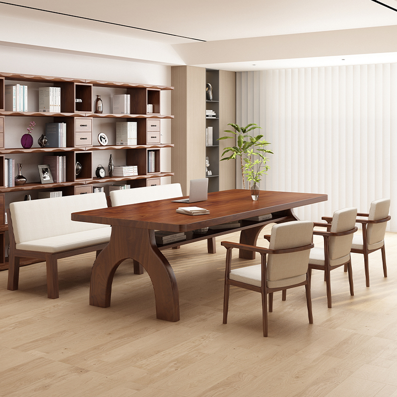 客厅大长书桌家用餐实木
