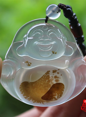 天然冰透佛公保平安毛衣链玉髓