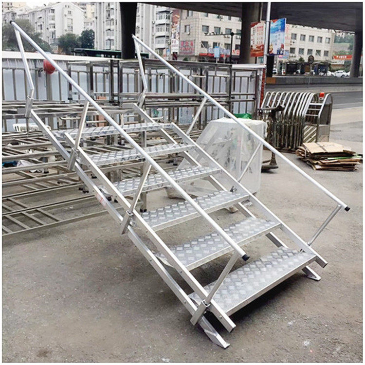 定制铝合金移动梯折叠楼梯室外登高活动梯子安全爬梯踏步梯踏板梯