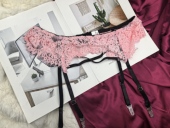 欧美吊袜带女 外贸蕾丝睫毛边丝袜防滑袜带 L腰围68 85㎝